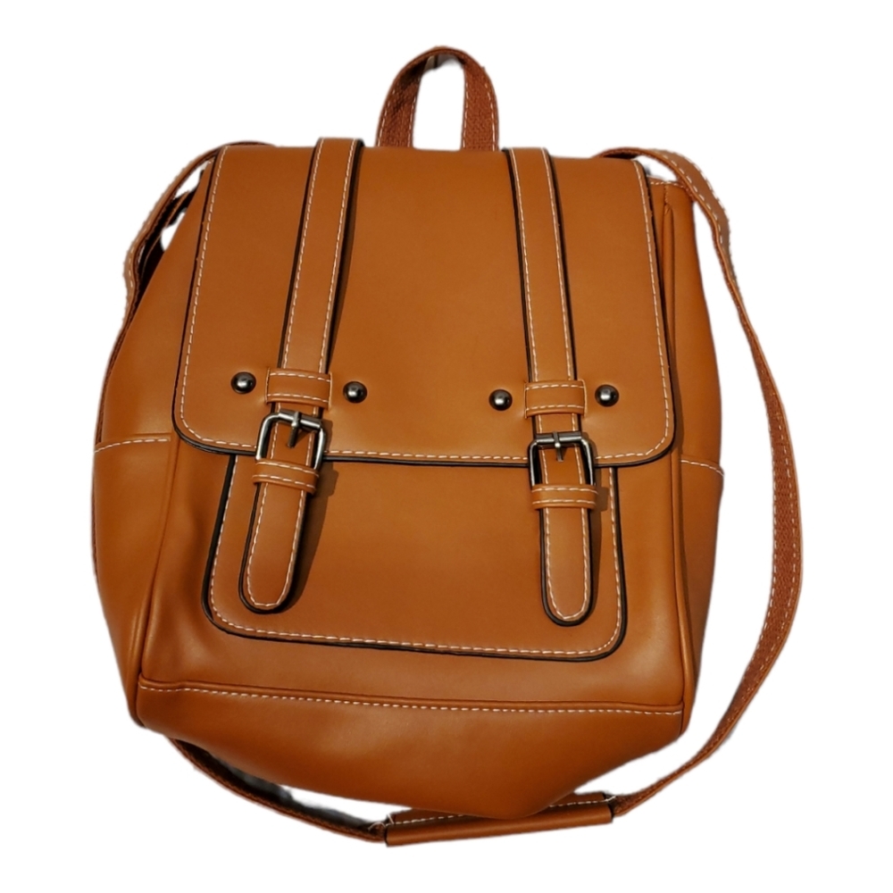 Cognac Brown Crossbody Backpack